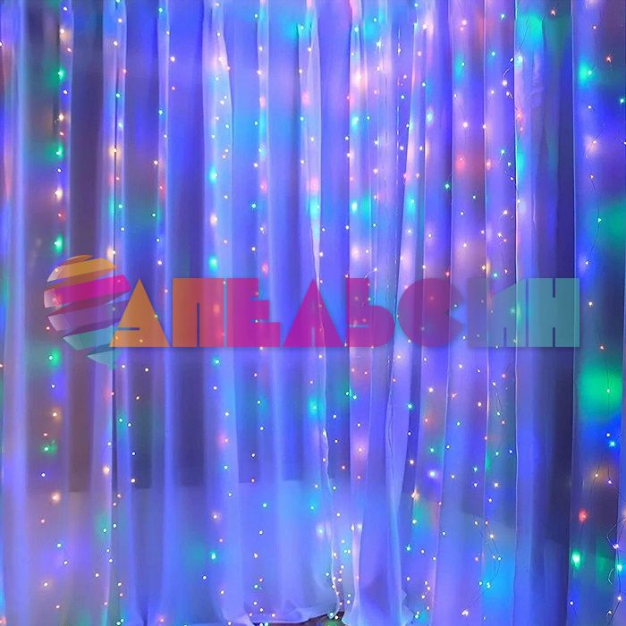 ЭГ занавес 3х3м Мульти 300 Led 8 режимов IP14 512007