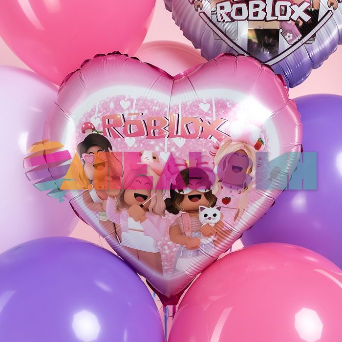 Шар фольга Любимая игра Роблокс Roblox сиреневый/ розовый FL18"/48см (Китай) сердце 27043
