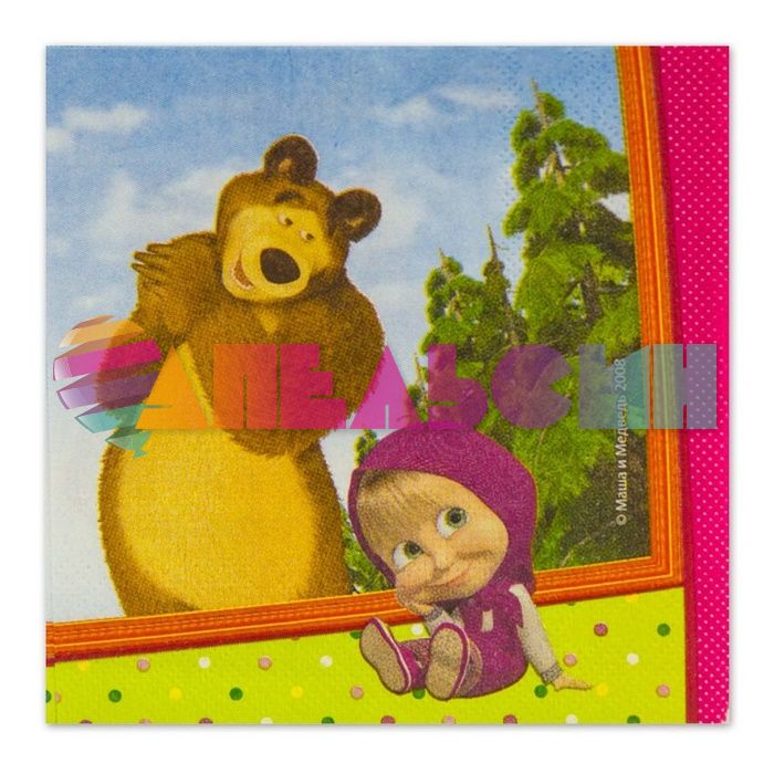 Салфетка Маша и Медведь 33см 12шт/уп 1502-1842