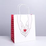 Пакет Руки с сердцем LOVE 22х25х12см крафт 7150706