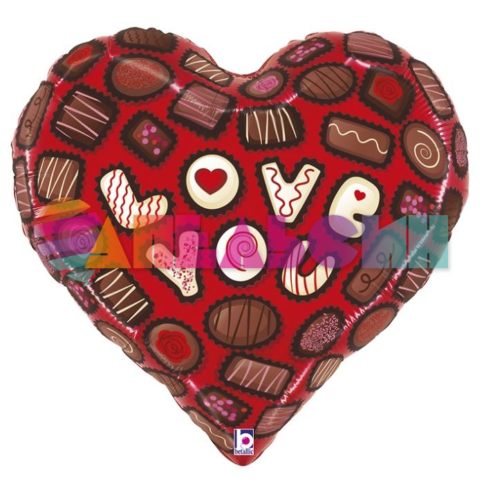 Шар фольга Love You Конфеты G26"/68см сердце (Италия) 25242