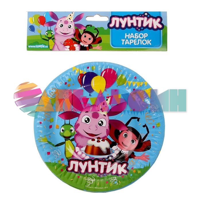 Тарелка Лунтик 18см 6шт/уп картон 1275242 TR-LNT-18-6