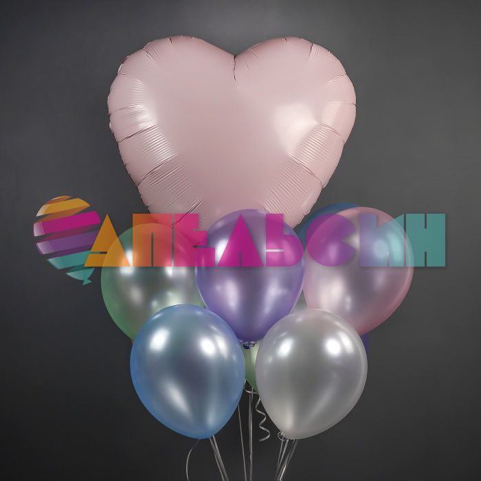Шар сердце Розовый AG36"/91см Пыльная роза (Россия) 224913