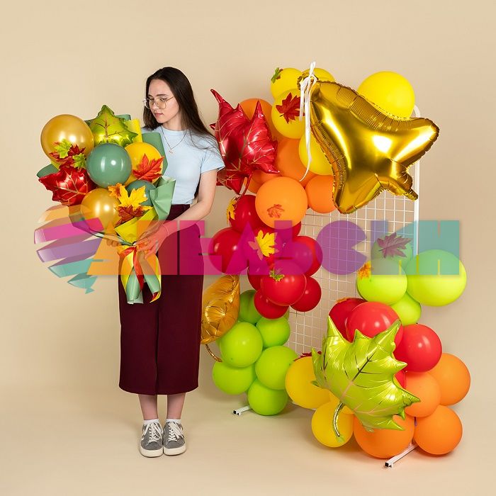 Шар фигура Лист кленовый желтый FL28"/71см (Китай) 26752