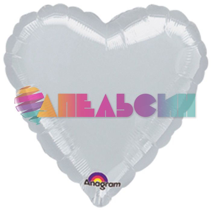 Шар сердце Серебро A18"/46см Silver (США) металлик 1204-0035