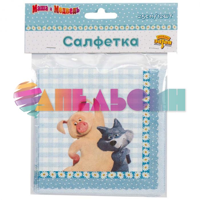 Салфетка Маша и Медведь Ромашки 25см 12шт/уп 1502-3260