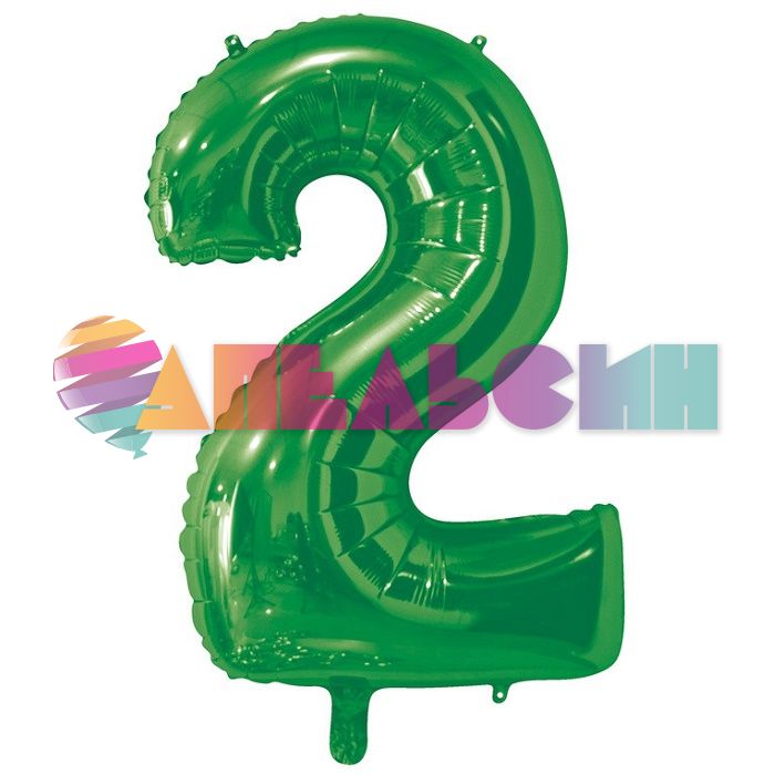 Шар цифра Зеленый Е26"/66см 2 Green (Китай) 1207-4880
