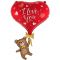 Шар фигура Мишка летящий на сердце ILY FL33"/84см (Китай) 23944