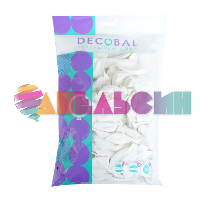 Шар пастель Белый DL12"/30см White 100шт/уп (Вьетнам) 312100