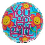 Шар фольга You go girl цветы CTI18"/46см (США) 856900