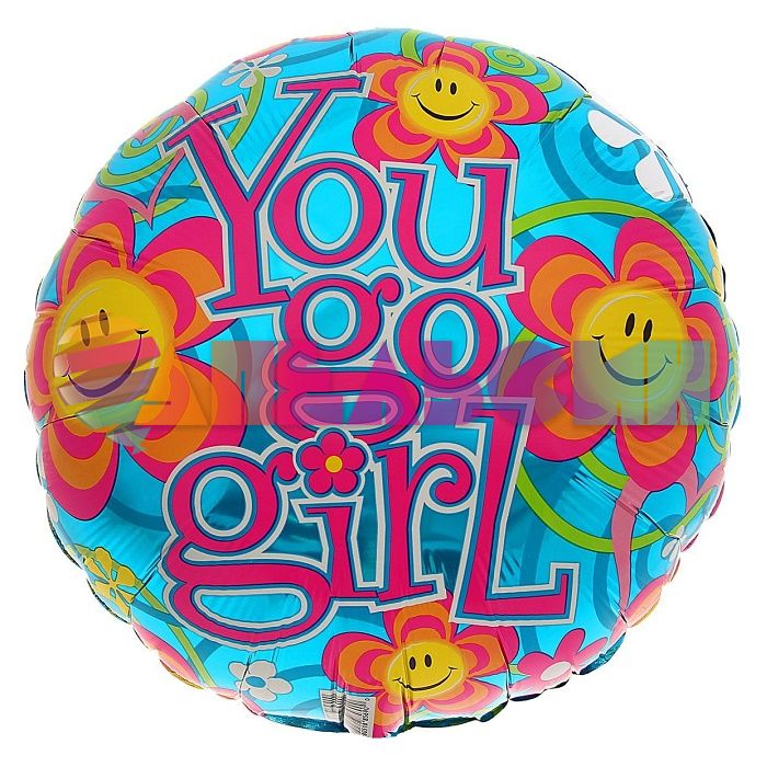 Шар фольга You go girl цветы CTI18"/46см (США) 856900