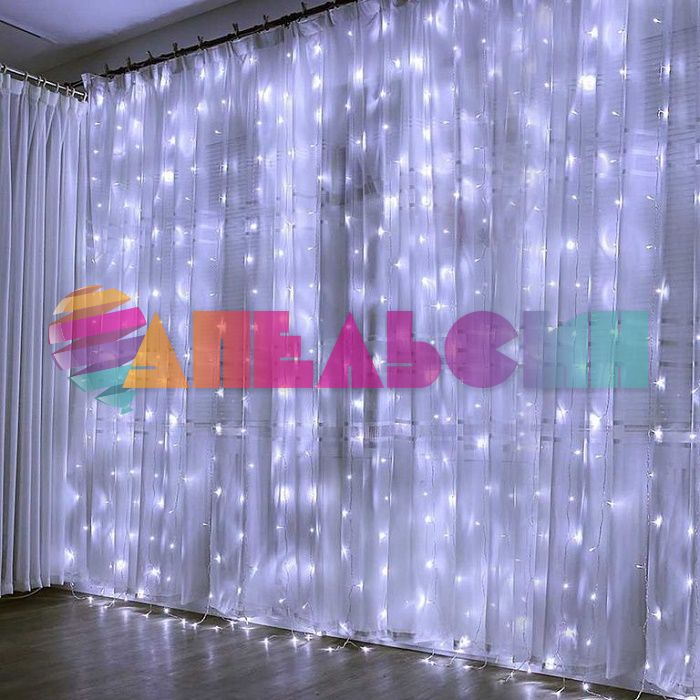 ЭГ занавес 3х3м Белый лунный свет 300л LED 512044 190144