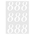 Наклейка цифра Белый 8 08см 9шт/лист 1968-08-бел-8