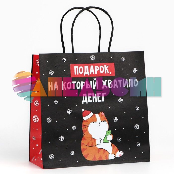 Пакет Подарок на который хватило денег 22х22х11см крафт 10338155