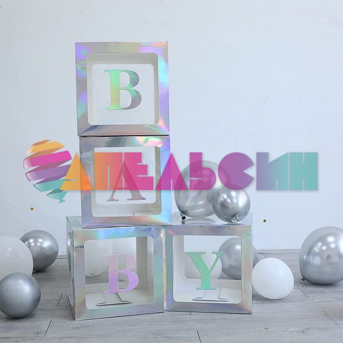 Коробка Блок Жемчужный перламутр BABY 4шт/уп для шаров 617652