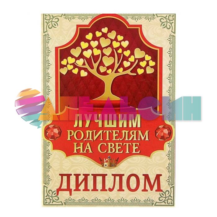 Диплом Лучшим родителям на свете 16х22см папка 0000057