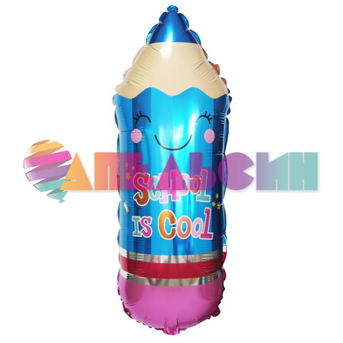 Шар фигура Карандаш School is cool синий FL30"/76см (Китай) 20395