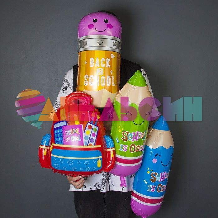 Шар фигура Карандаш School is cool синий FL30"/76см (Китай) 20395