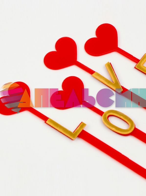 Топпер Love 3,5х18см 4шт/набор пластик 10092458