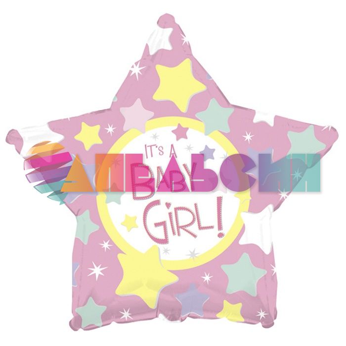 Шар фольга Звездный It's baby Girl C18"/46см звезда (США) 814613HV