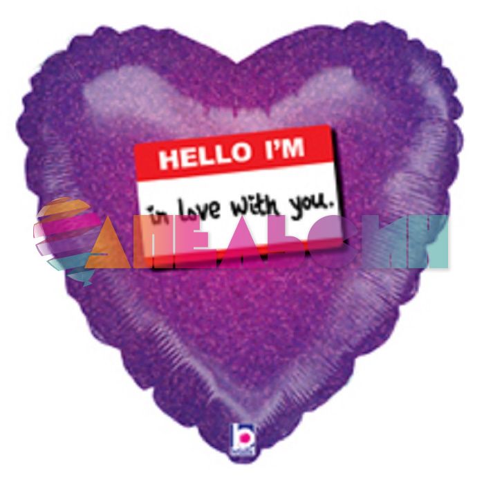 Шар фольга Привет я влюблен в тебя Hello I'm in love with you B18"/48см сердце (США) 867207