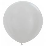 Шар металлик Серебро S24"/60см (481) Silver 3шт/уп (Колумбия) перламутр 152035