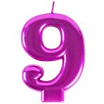 Свеча для торта Розовый металлик 9 1502-6103