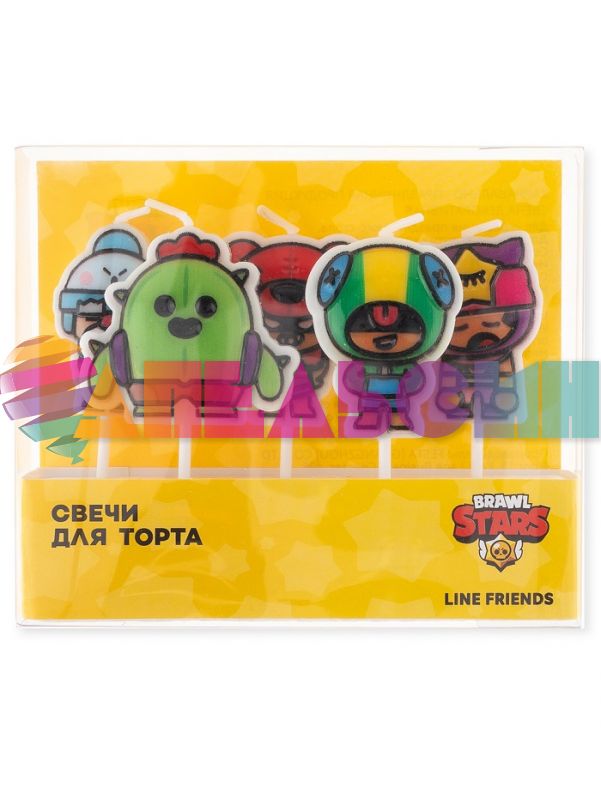 Свеча для торта Brawl Stars Звездные бойцы 7см на пике 5шт/уп 501520