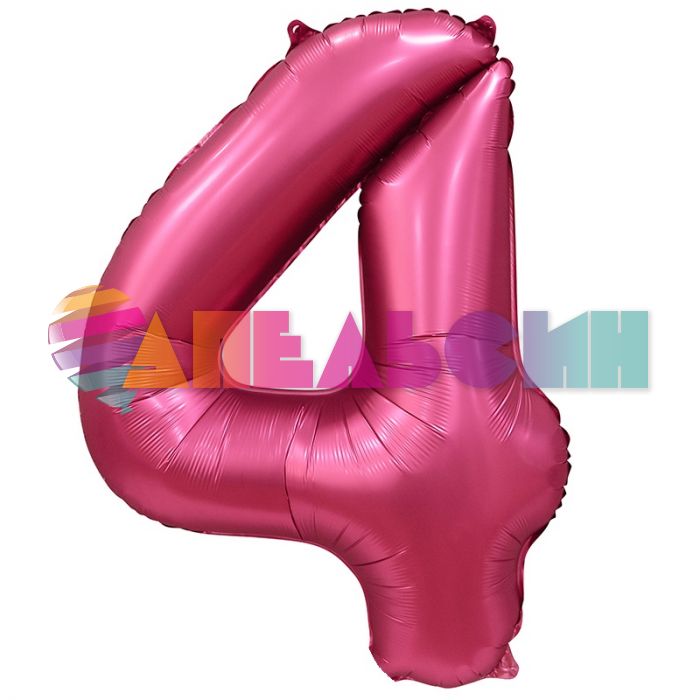 Шар цифра Розовый фуше Е40"/102см гранатовый сатин 4 (Китай) 1207-3285