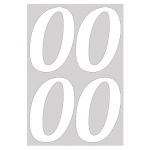 Наклейка цифра Белый 0 13см 4шт/лист 1968-13-бел-0