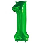 Шар цифра Зеленый FL34"/86см 1 Slim (Китай) 130021