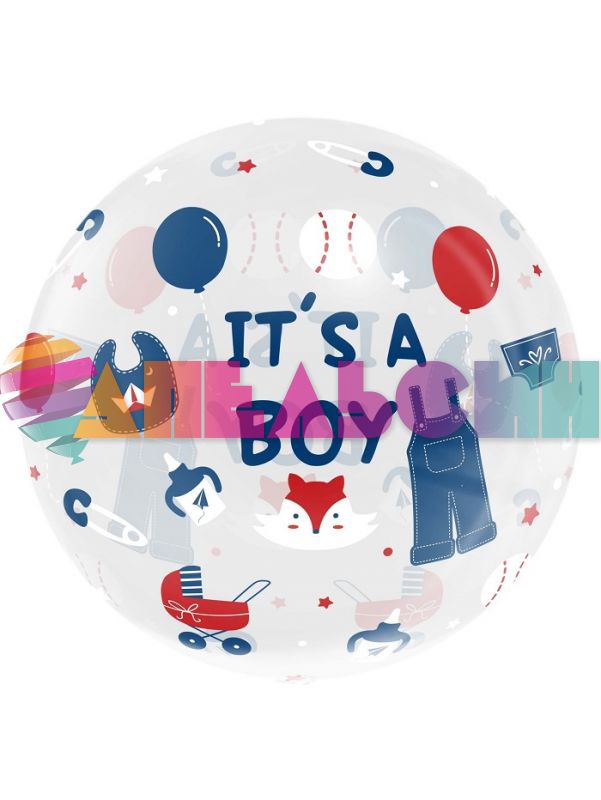 Шар сфера It`s a boy на прозрачном FL18"/46см (Китай) 518016