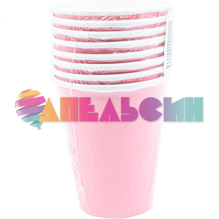 Стакан Розовый нежный Pink 266мл 8шт/уп картон 1502-1337