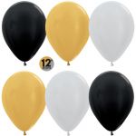 Шар металлик Ассорти S12"/30см Стильное (481, 570, 580) 12шт/уп (Колумбия) 338477