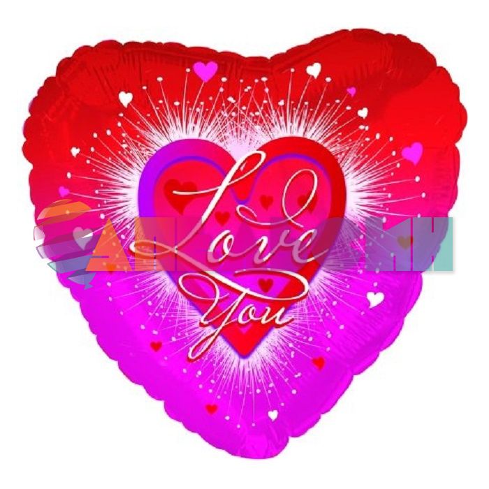 Шар фольга Love You Сердечный взрыв CTI18"/46см сердце (США) 214024
