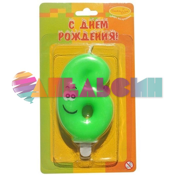 Свеча для торта Улыбка цветная 6 6025281-РАСПРОДАЖА