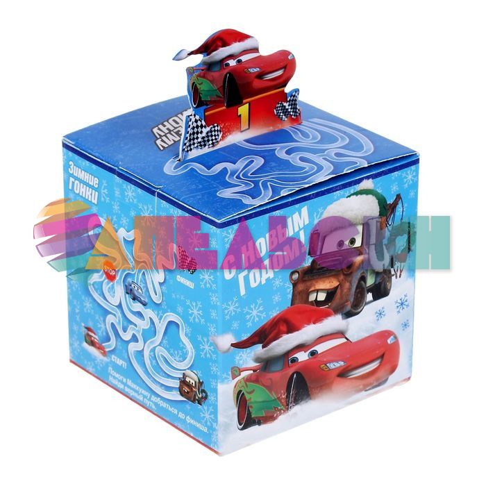 Коробка С НГ Тачки 10х10х10см складная 1398650