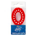 Свеча для торта Красный в белый горох 0 4,3см 803140