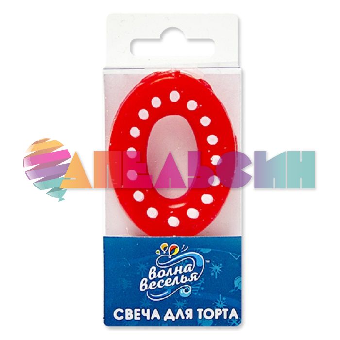 Свеча для торта Красный в белый горох 0 4,3см 803140