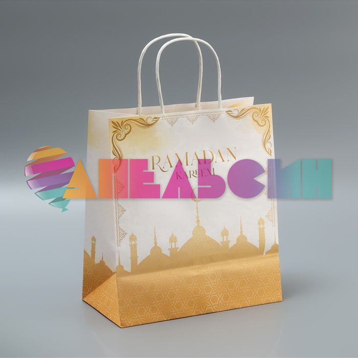 Пакет Рамадан Ramadan Kareem золото 22х25х12см крафт 10200596