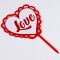 Топпер LOVE сердце красные рюшечки 10х16см пластик 9933990