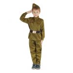 Костюм Военный 4в1 (гимнастерка, брюки, ремень, пилотка) 092-104см 1267933-ПРОКАТ