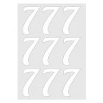 Наклейка цифра Белый 7 08см 9шт/лист 1968-08-бел-7