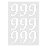 Наклейка цифра Белый 9 08см 9шт/лист 1968-08-бел-9