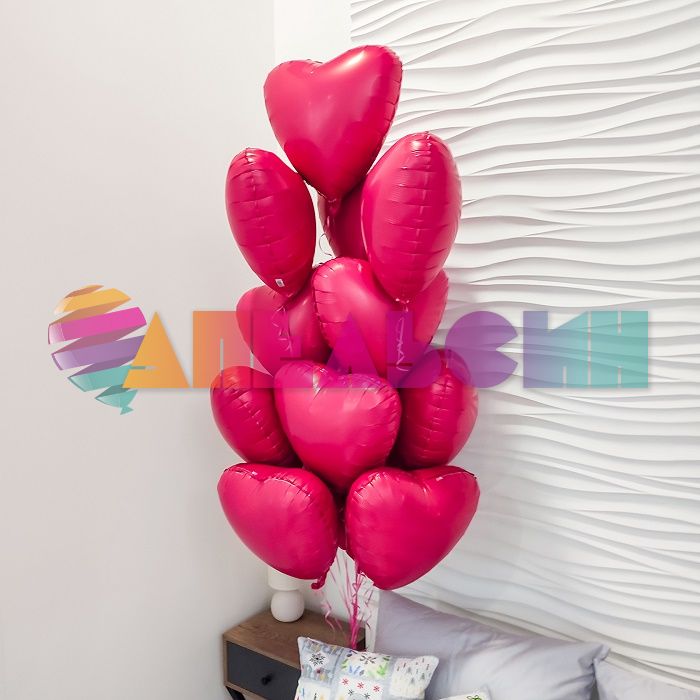 Шар сердце Розовый AG19"/48см Viva Magenta (Россия) сатин 222537