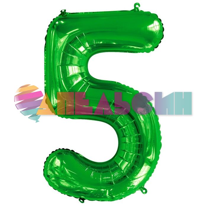 Шар цифра Зеленый FL34"/86см 5 Slim (Китай) 130025