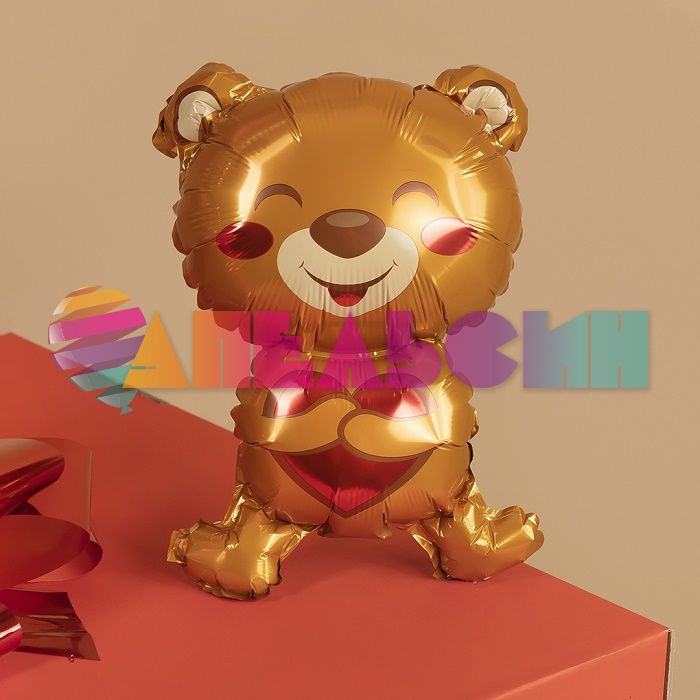 Мини фигура Медвежонок с сердцем FL16"/41см с клапаном (Китай) 24622