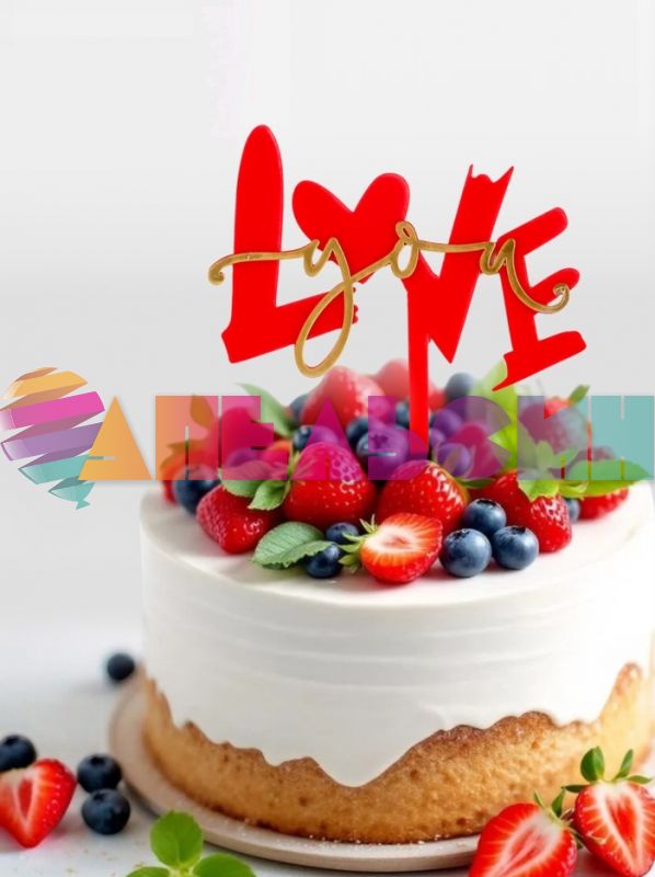 Топпер Love you красный 12х18см пластик 9878884