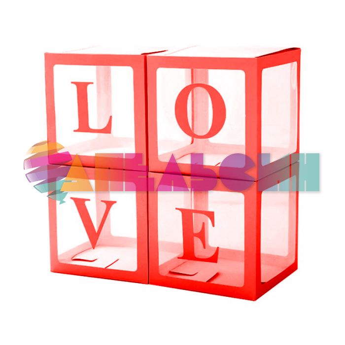 Коробка Блок Красный LOVE 4шт/уп для шаров 617658