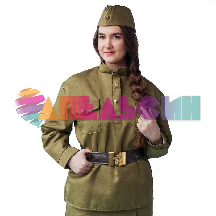 Костюм Солдаточка 3в1 (гимнастерка, пилотка, ремень) р/р 44-46 2389 2116394-ПРОКАТ